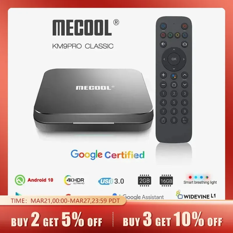 [Moedas | Taxa Inclusa] Tv Box Mecool Km9 Pro Certificado Google Amlogic S905x2 Android 10.0 2gb/16gb 4k Hdr